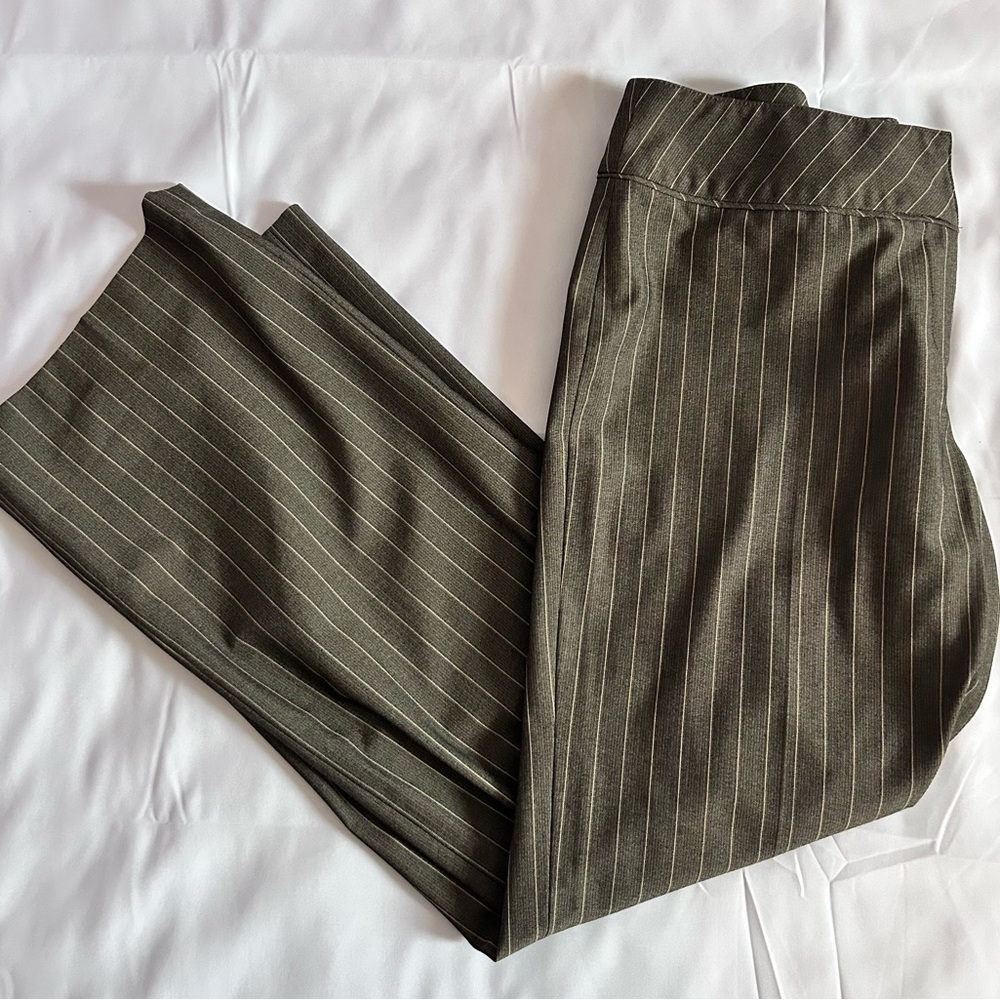 I.E. Brown With Tan Stripes Dress Pants Size 10 Petite